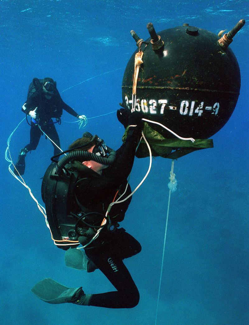 Underwater mine deactivation practice